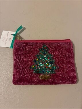 Pink Beaded Holiday Tree bag